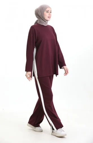 Oysho Stoffgarnierter Anzug 11332-02 Pflaume 11332-02