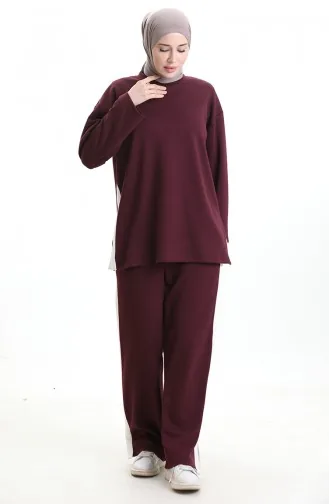 Oysho Stoffgarnierter Anzug 11332-02 Pflaume 11332-02