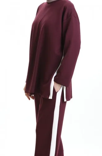 Oysho Stoffgarnierter Anzug 11332-02 Pflaume 11332-02