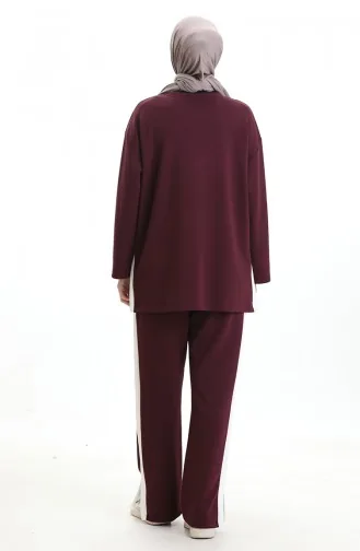 Oysho Stoffgarnierter Anzug 11332-02 Pflaume 11332-02