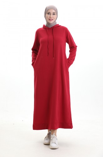 Sportkleid Mit Kapuze Aus Doppelgarn 0190-27 Weinrot 0190-27