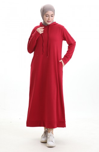 Sportkleid Mit Kapuze Aus Doppelgarn 0190-27 Weinrot 0190-27