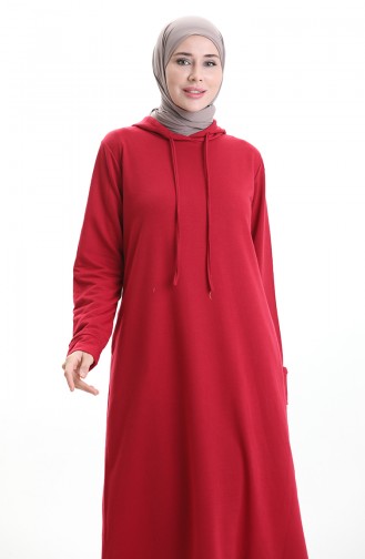 Sportkleid Mit Kapuze Aus Doppelgarn 0190-27 Weinrot 0190-27