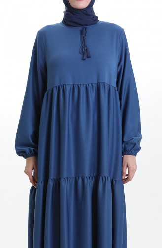 Tied Collar Layered Dress 4107-15 Navy Blue 4107-15