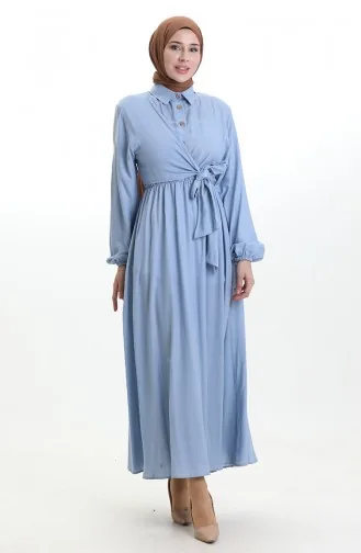 Double-Breasted Button-Down Belted Dress 0199-04 Baby Blue 0199-04