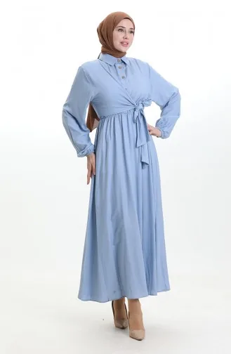 Double-Breasted Button-Down Belted Dress 0199-04 Baby Blue 0199-04