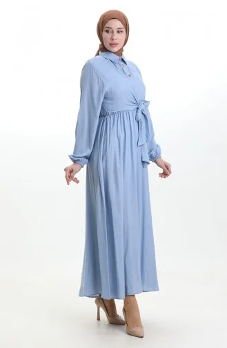 Double-Breasted Button-Down Belted Dress 0199-04 Baby Blue 0199-04