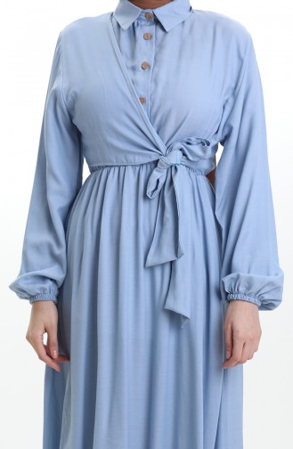 Dubbelrijige Jurk Met Knoopjes En Riem 0199-04 Babyblauw 0199-04
