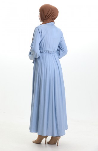 Dubbelrijige Jurk Met Knoopjes En Riem 0199-04 Babyblauw 0199-04