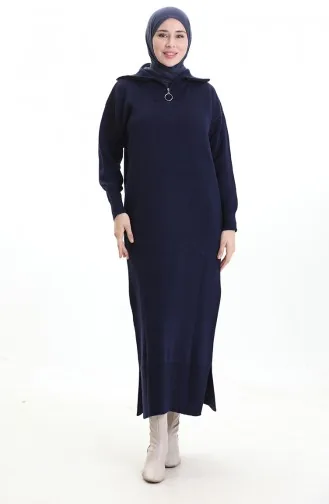 Triko Balıkçı Yaka Elbise 0511-08 Lacivert