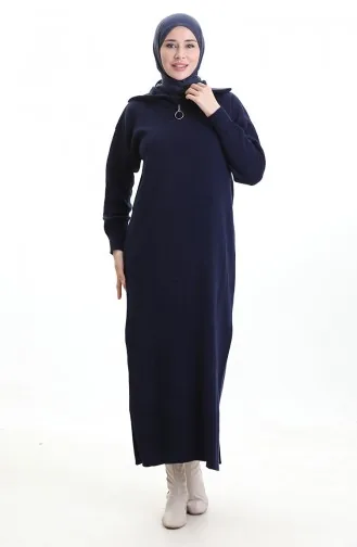 Triko Balıkçı Yaka Elbise 0511-08 Lacivert