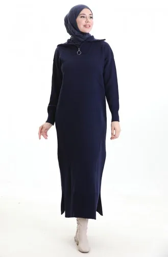Triko Balıkçı Yaka Elbise 0511-08 Lacivert