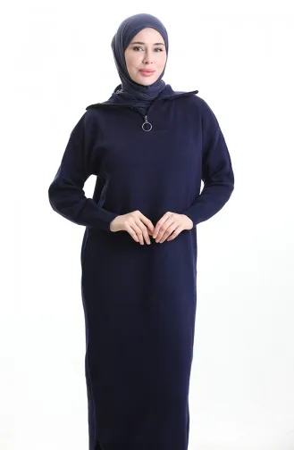 Triko Balıkçı Yaka Elbise 0511-08 Lacivert