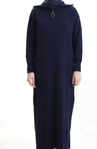 Triko Balıkçı Yaka Elbise 0511-08 Lacivert