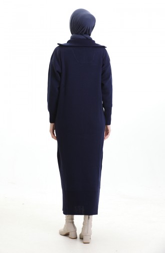 Knitted Turtleneck Dress 0511-08 Navy Blue 0511-08