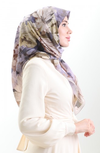 Écharpe En Fibres Naturelles à Motifs Floraux Karaca 82017-05 Vison Lilas 82017-05