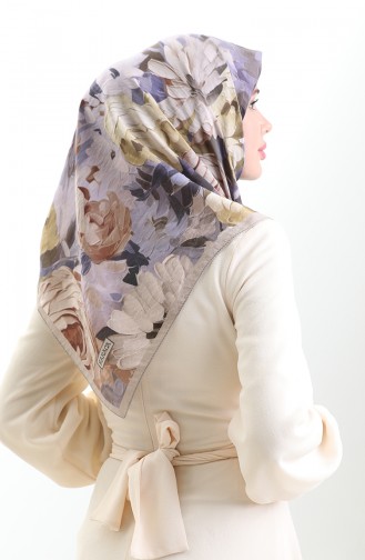 Écharpe En Fibres Naturelles à Motifs Floraux Karaca 82017-05 Vison Lilas 82017-05