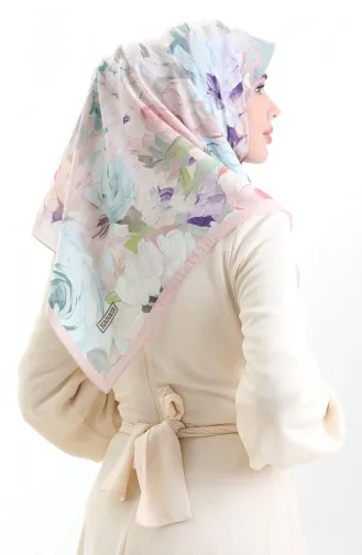 Karaca Blumenmuster Naturfaser Schal 82017-08 Helles Puder Babyblau 82017-08