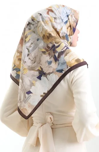 وشاح كاراكا من الألياف الطبيعية بنقوش زهرية 82017-09 بني برلماني 82017-09