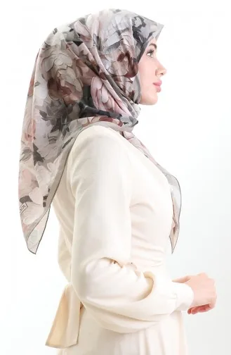 Karaca Blumenmuster Naturfaser Schal 82017-11 Nerzbraun 82017-11