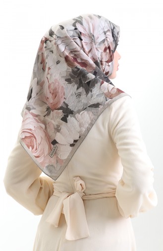 Écharpe En Fibres Naturelles à Motifs Floraux Karaca 82017-11 Vison Marron 82017-11
