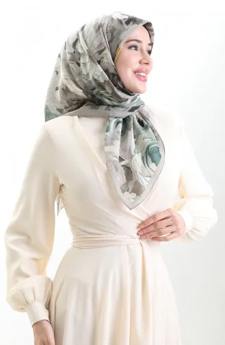Karaca Blumenmuster Naturfaser Schal 82017-13 Beige Grün 82017-13