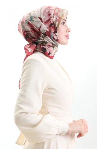 Karaca Schal Aus Naturfaser Mit Blumenmuster 82017-14 Weinrot 82017-14