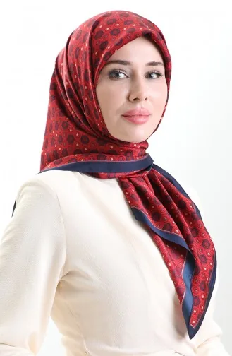 Karaca Geometrisch Gestreepte Rayonsjaal 82020-03 Marineblauw Bordeauxrood 82020-03