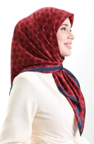 Karaca Geometrisch Gestreepte Rayonsjaal 82020-03 Marineblauw Bordeauxrood 82020-03