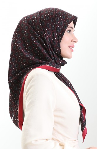 Écharpe En Rayonne à Motifs Géométriques Karaca 82020-04 Noir Bordeaux 82020-04