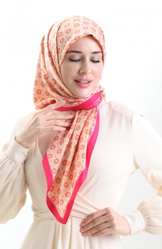 Karaca Geometrisch Gemusterter Viskoseschal 82020-07 Rosa Creme 82020-07