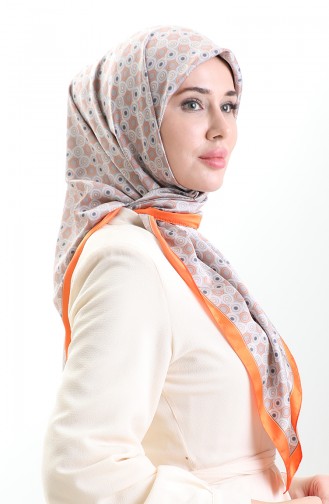 Écharpe En Rayonne à Motifs Géométriques Karaca 82020-08 Orange Gris 82020-08