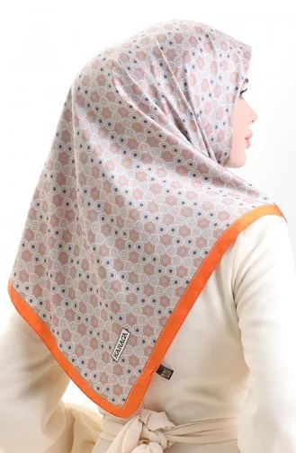 Karaca Geometric Patterned Rayon Scarf 82020-08 Orange Gray 82020-08