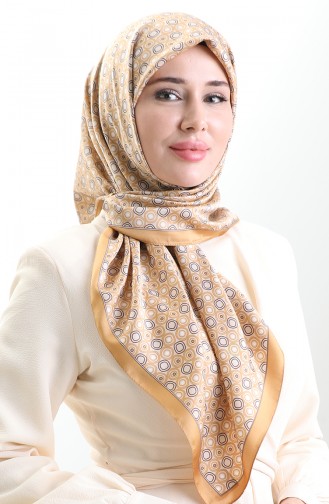 Karaca Geometrisch Gemusterter Viskoseschal 82020-09 Gold Creme 82020-09