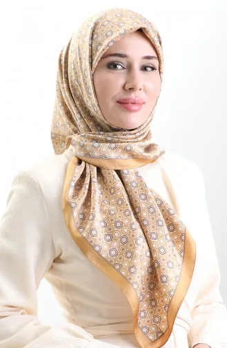 Karaca Geometrisch Gestreepte Rayonsjaal 82020-09 Goud Crème 82020-09