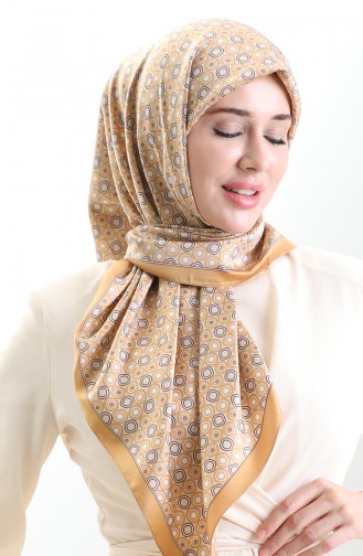 Karaca Geometrisch Gemusterter Viskoseschal 82020-09 Gold Creme 82020-09