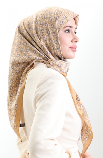 Karaca Geometrisch Gemusterter Viskoseschal 82020-09 Gold Creme 82020-09