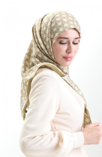 Écharpe En Rayonne à Motifs Géométriques Karaca 82020-10 Vert Crème 82020-10