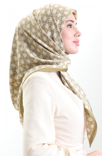 Écharpe En Rayonne à Motifs Géométriques Karaca 82020-10 Vert Crème 82020-10