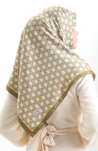 Écharpe En Rayonne à Motifs Géométriques Karaca 82020-10 Vert Crème 82020-10