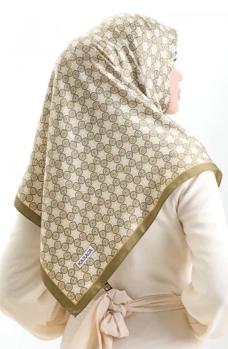 Karaca Geometric Patterned Rayon Scarf 82020-10 Green Cream 82020-10