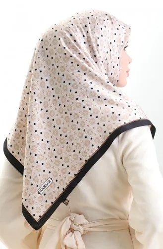 Karaca Geometric Patterned Rayon Scarf 82020-11 Black Mink 82020-11
