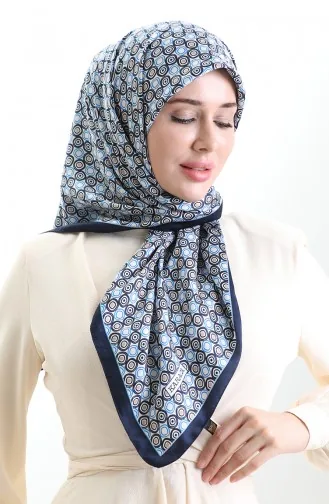 Karaca Geometrisch Gestreepte Rayonsjaal 82020-12 Marineblauw Indigo 82020-12