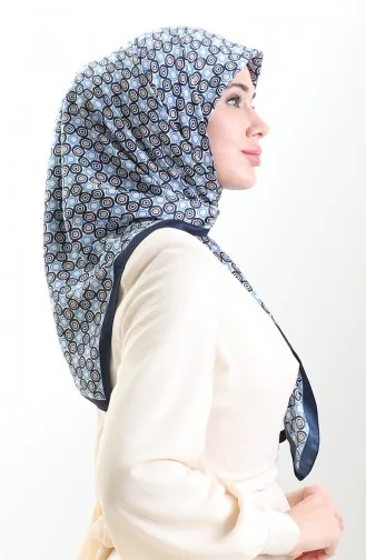 Karaca Geometrisch Gestreepte Rayonsjaal 82020-12 Marineblauw Indigo 82020-12