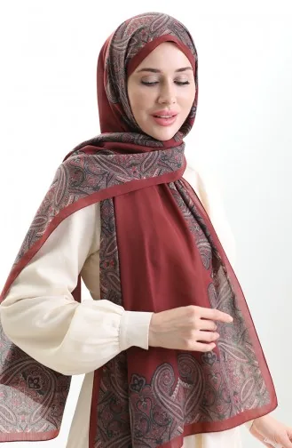 Karaca Cotton Shawl 82004-03 Claret Red 82004-03