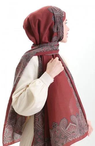 Karaca Cotton Shawl 82004-03 Claret Red 82004-03