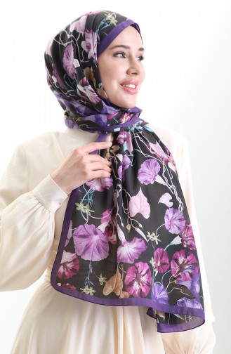 Karaca Cotton Shawl 82006-01 Purple Black 82006-01