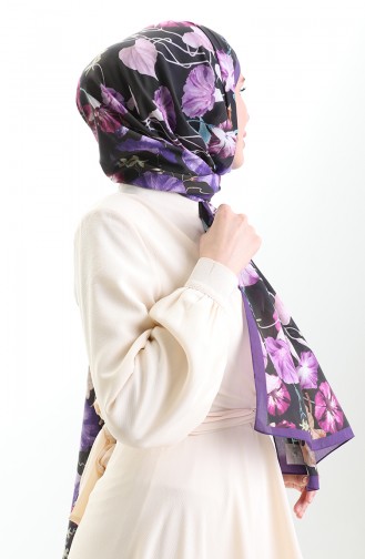 Karaca Cotton Shawl 82006-01 Purple Black 82006-01