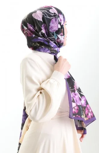 Karaca Baumwollschal 82006-01 Lila Schwarz 82006-01