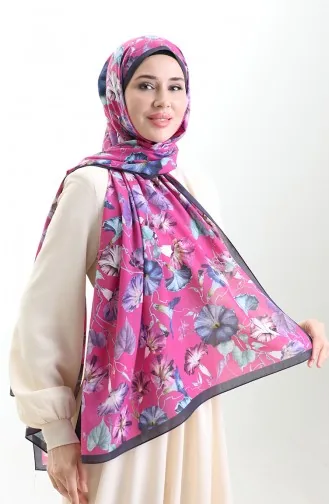 Karaca Cotton Shawl 82006-08 Navy Blue Fuchsia 82006-08